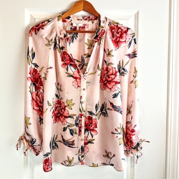 Joie Corsen Rosewater Ruffled Silk Georgette Blouse - Picture 1 of 6